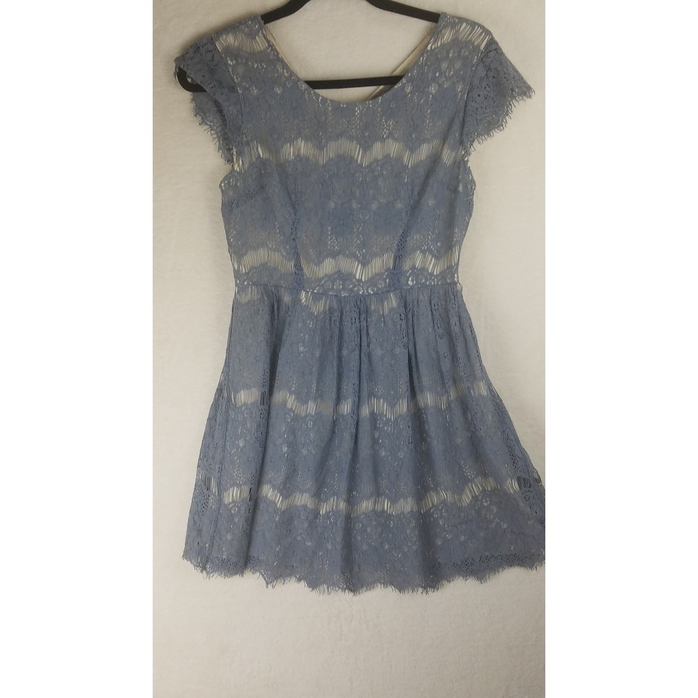 Forever 21 Contemporary Blue Lace Cap Sleeve Fit Flare Dress Women's S‎ y2k